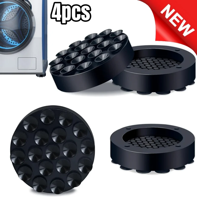 New 4pcs Washing Machine Anti-Vibration Pads 19 Strong Suction Cups Quiet Non-Slip Pad Shock Absorbing Feet Furniture Coasters