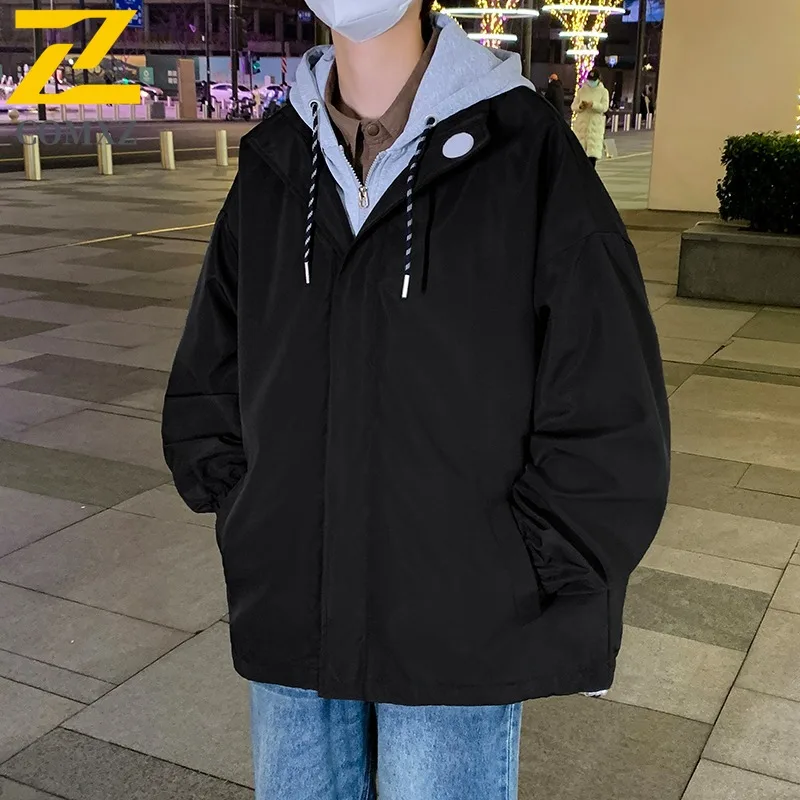 COMXZ 2025 Mens Klein Blue Faux Two Piece Jacket Spring Autumn Winter Korean Style Trendy Stylish Casual Coat