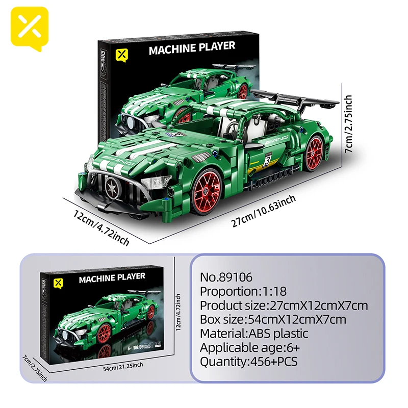 456 + قطعة سيارة سباق فائقة التقنية اللبنات نموذج المركبات 1:18 التراجع سيارات رياضية لعب للبنين الطوب هدايا عيد الميلاد #2