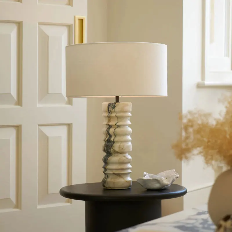 

French Creative Light Luxury Marble Table Lamp Designer High-end Villa Hotel Living Room Bedroom Bedside Lamps