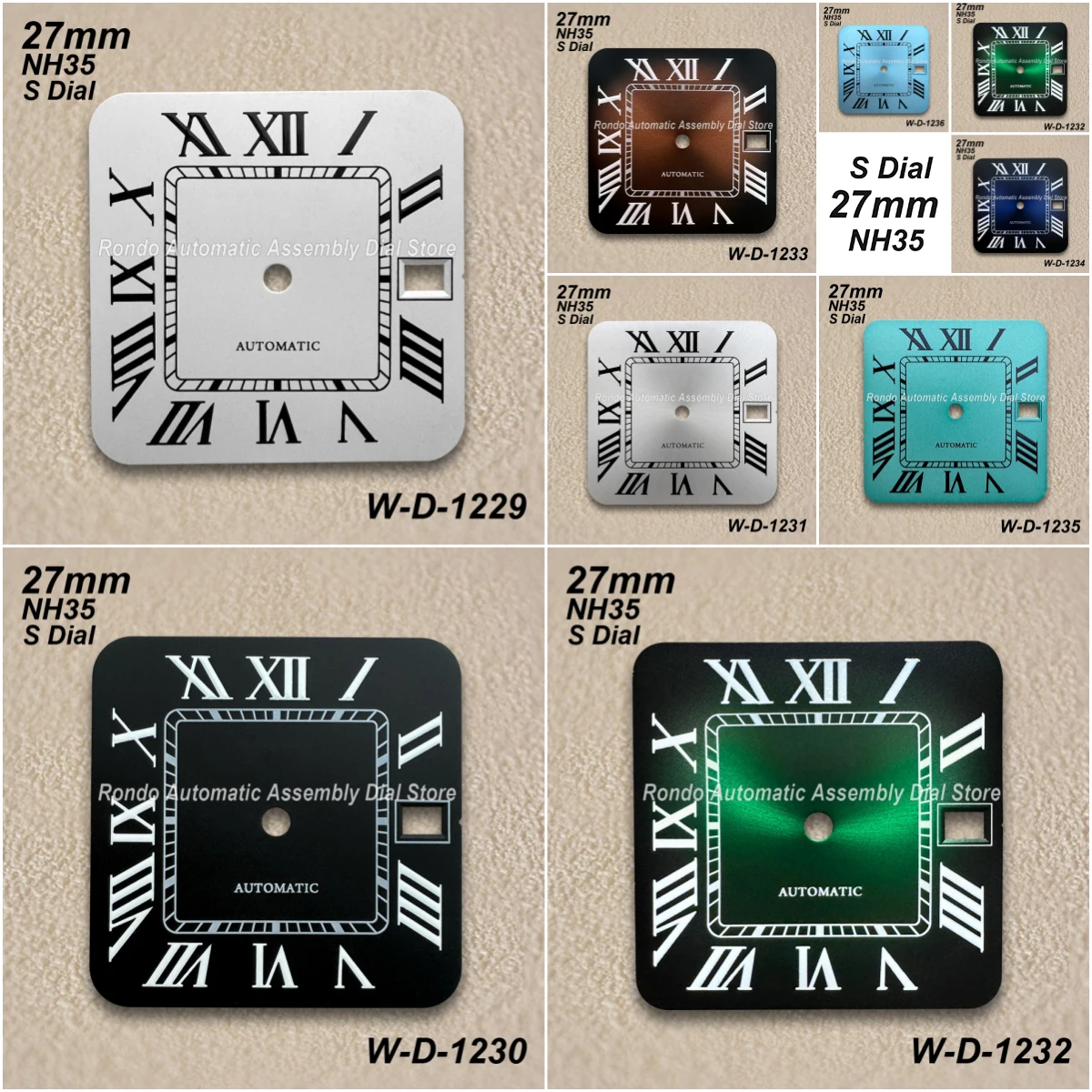 

27mm S Logo Qquare Roma Dial Fit NH35/NH36 Automatic Movement High Quality Sunray/Matte Watch Modification Accessories