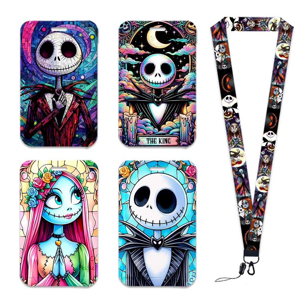 

The Nightmare Before Christmas Card Holder Work Permit Name Badge Neck Stra Keychains Student Id Card Lanyard Holder Accessories