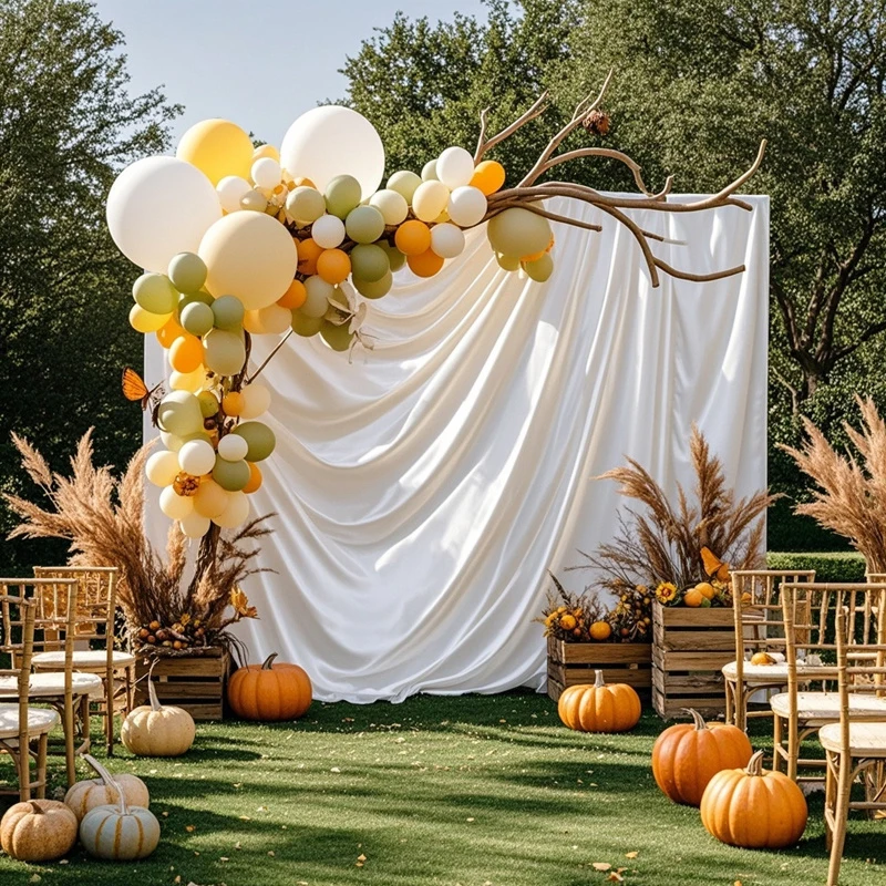 Satin Backdrop Curtains Wrinkle Free Silk Fabrics Wedding Decor for Baby Shower Christmas Birthday Party Stage Background Drapes