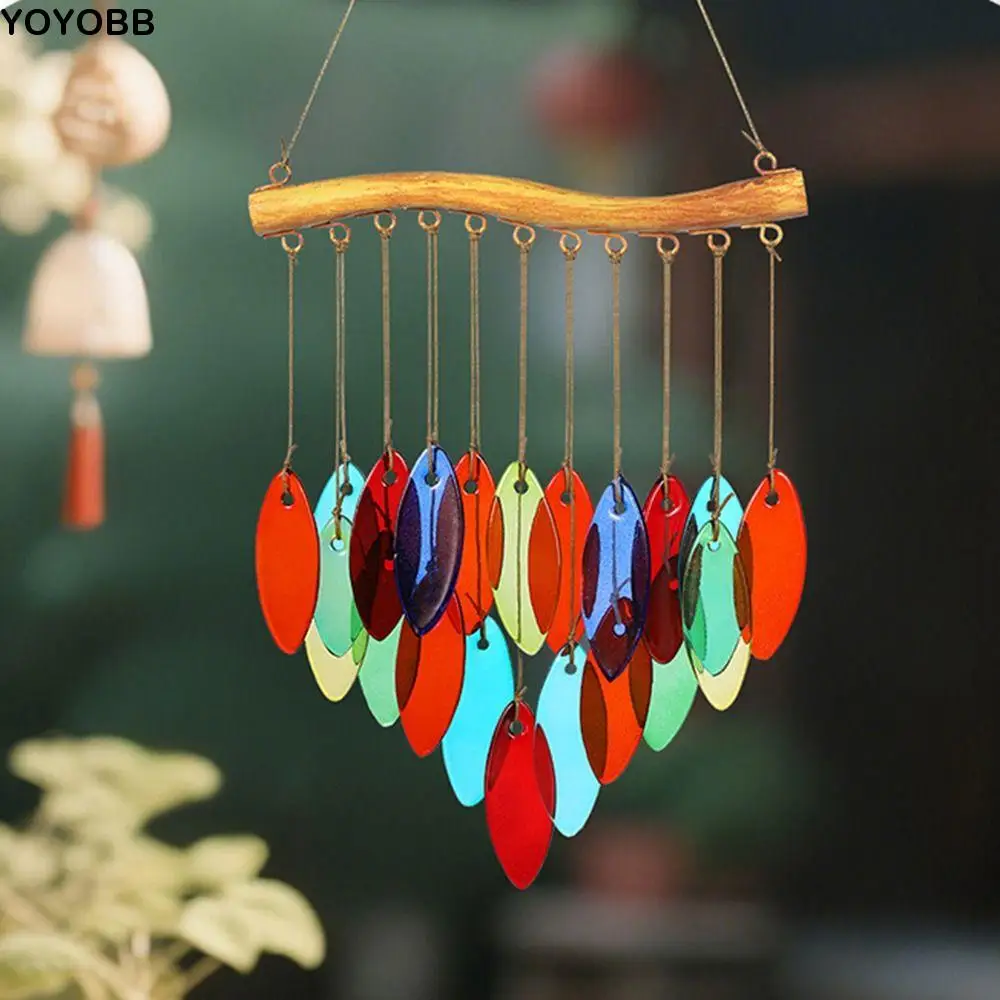 

Garden Decoration Creative Fish Shaped Wind Chime Shell Colorful Sun Catcher Iron Art Exquisite Colored Glass Wind Chime Balcony