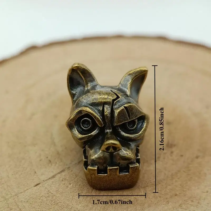 Bulldog Head Brass Knife Bead EDC DIY Woven Accessories Jewelry Dog Puppy Backpack Umbrella Rope Lanyard Pendant