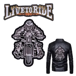 Punk Biker Embroidered Patch Iron On Patches On Clothes Big Patches For Jackets Denim Appliques DIY Rock Large Back Patch Badges