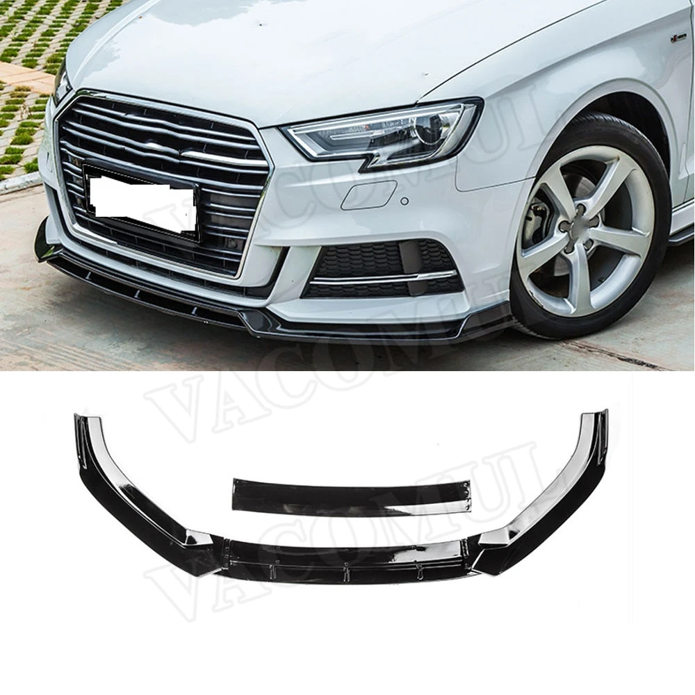 

VACOMUL Front Bumper Lip Spoiler for Audi A3 Sline S3 Not A3 Standard 2017 2018 2019 ABS Carbon Look Head Chin Guard Car Styling