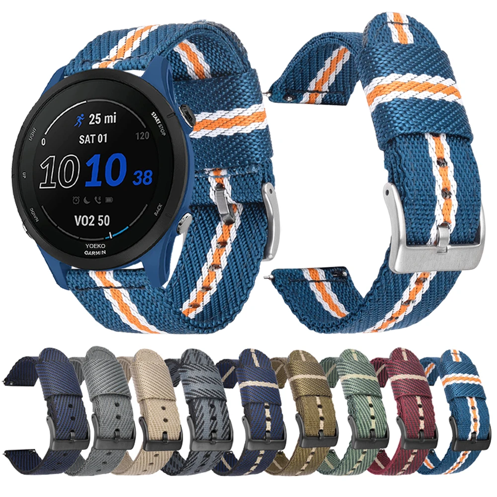 Ремешок для часов Garmin Forerunner 255S, нейлоновый, 22 мм, 20 мм, 18 мм, для Garmin Forerunner 255, музыки 55 645, 245, Vivoactive 4 4S, 2 Plus, 2S