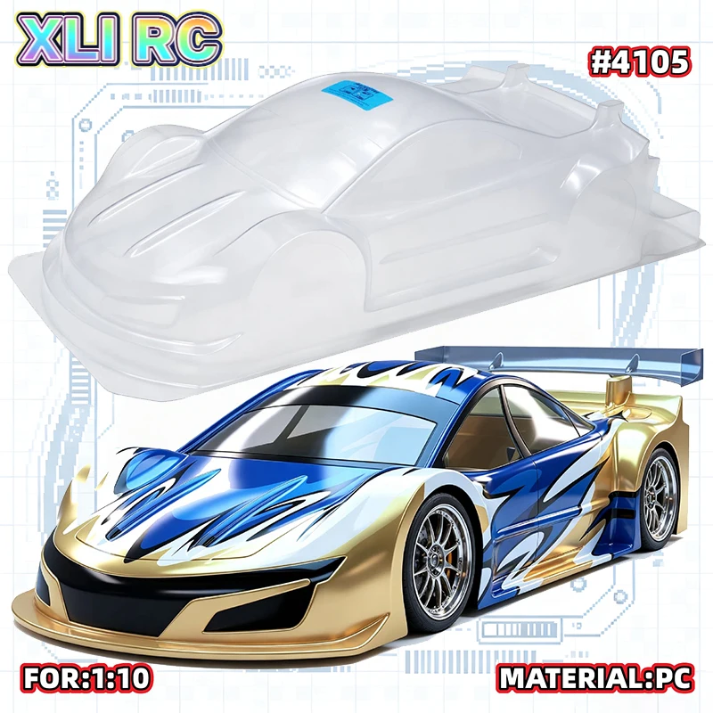 1pc 1/10 190mm Width High Clear PC Vortex RC Body Shell Unpainted Transparent Drift Touring Car Shell With Rear Wing Accessories