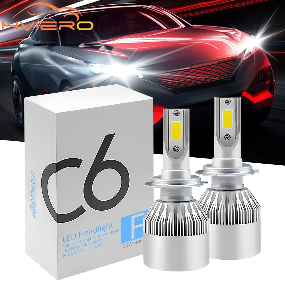 1/2pcs Universal Auto C6 H1/H3/H4/H7/H11/9006/9007/9012 6500k DC 12v Car Headlight Led Bright Signal Fog Light Daylight Headlamp