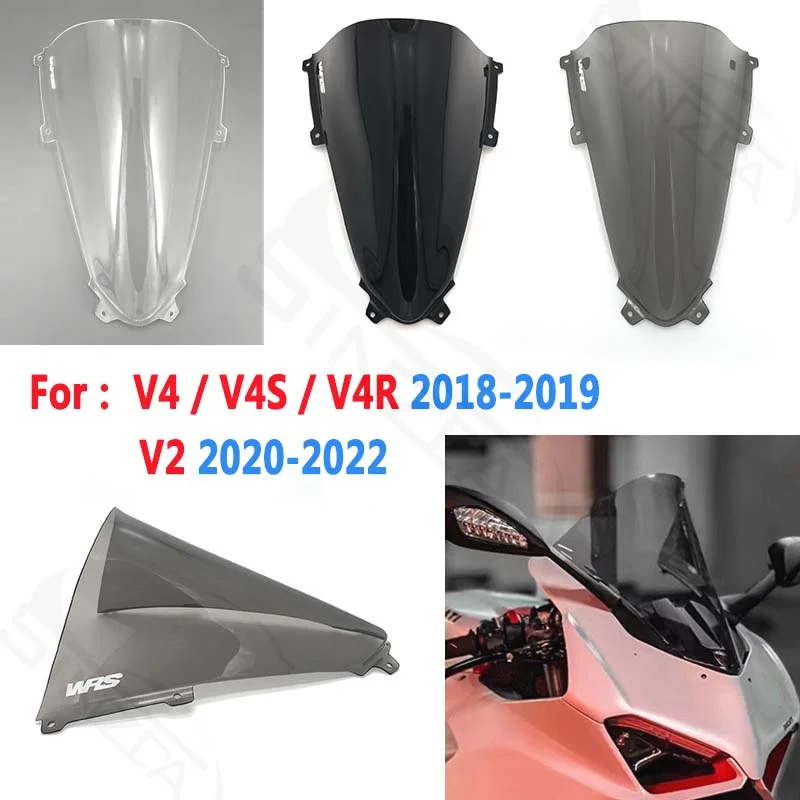 For Ducati Panigale V4 R S V4R V4S 2018 2019 Motorcycle Double Windshield WindScreen Wind Deflectors V2 955 2020 2021 2022 Gray