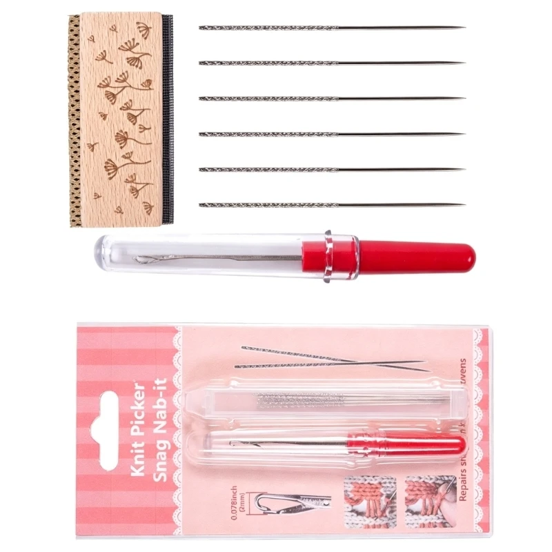 Garment Repair Set with 6 Steel Thread Restorers, Hook and Brush for Sweater Care and Loose Fiber Return Work Use JOMD