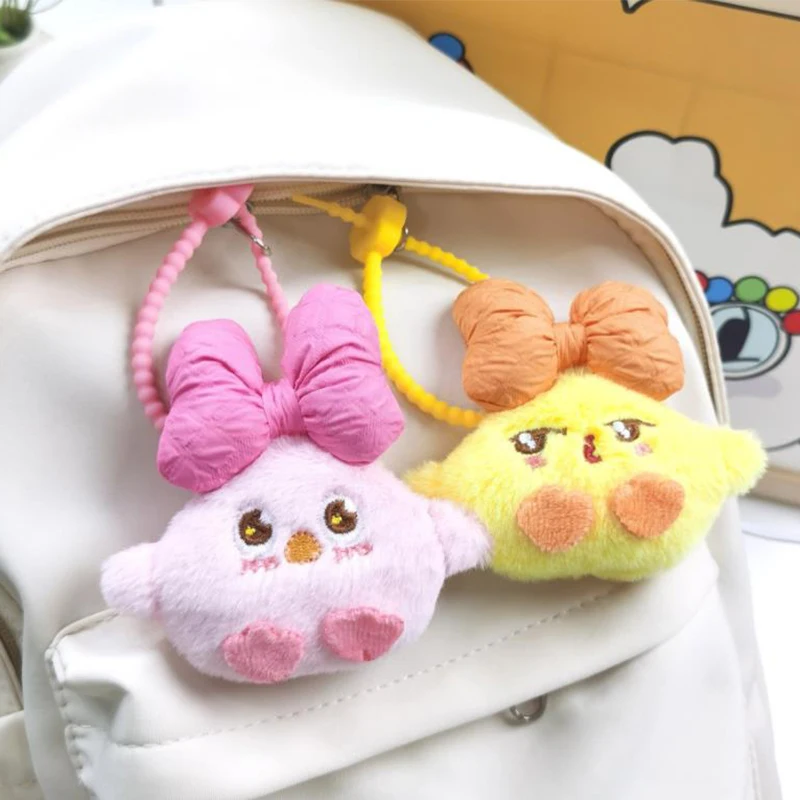 Cute Bow Chicken Keychain Cartoon Animal Plush Doll Keychain Bag Pendant Decoration Gifts