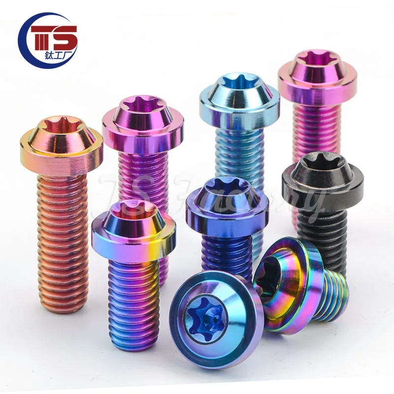 TS10pcsTitanium Bolt M10X10/15/20/25/30/35mm T50 Torx Plum Head Screws for Motorcycle Car Accessories