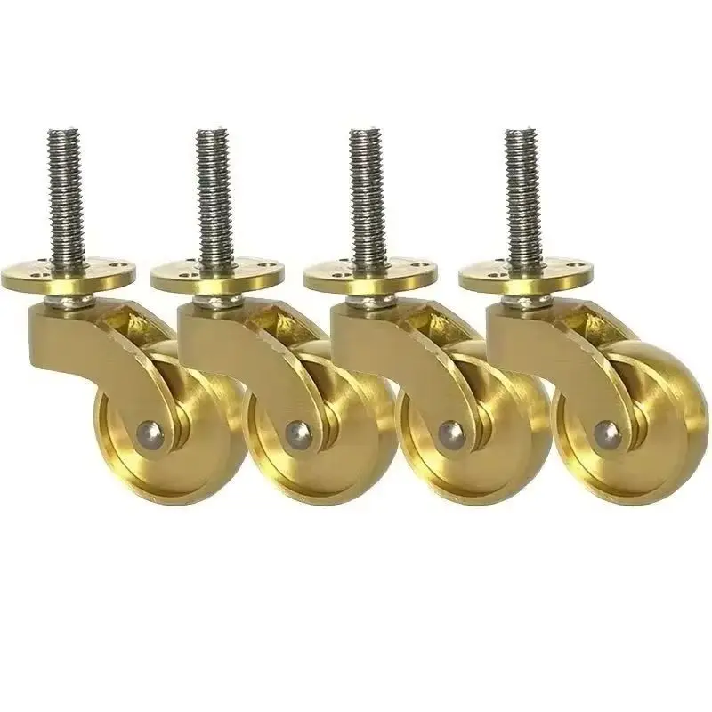 New 4PCS Solid Brass Casters Wheels Tea Table Chair Sofa Couch Bar Universal Furniture Rollers 360° Swivel Furniture Castors