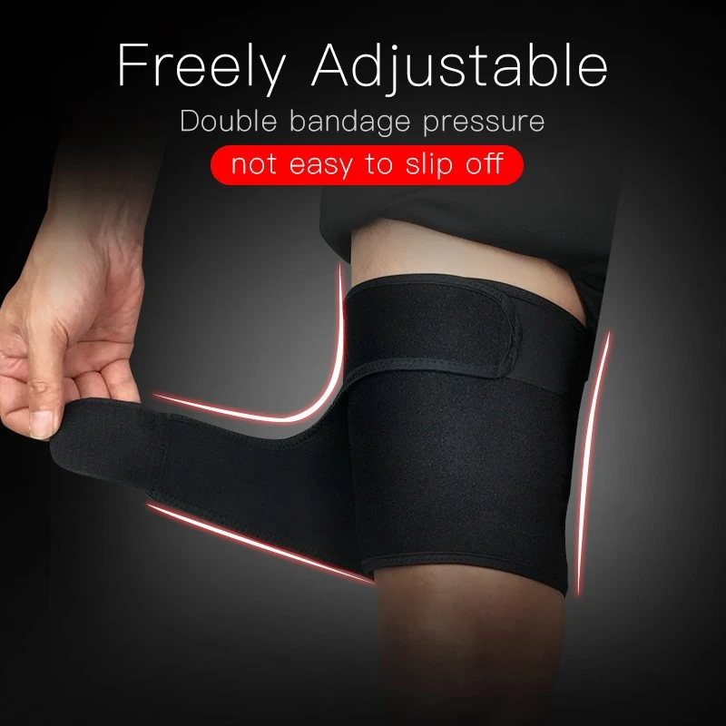 1/2Pcs Thigh Support Brace Adjustable Compression Thigh Sleeve with Non-Slip Nylon Button for Sore Hamstring, Groin & Quad