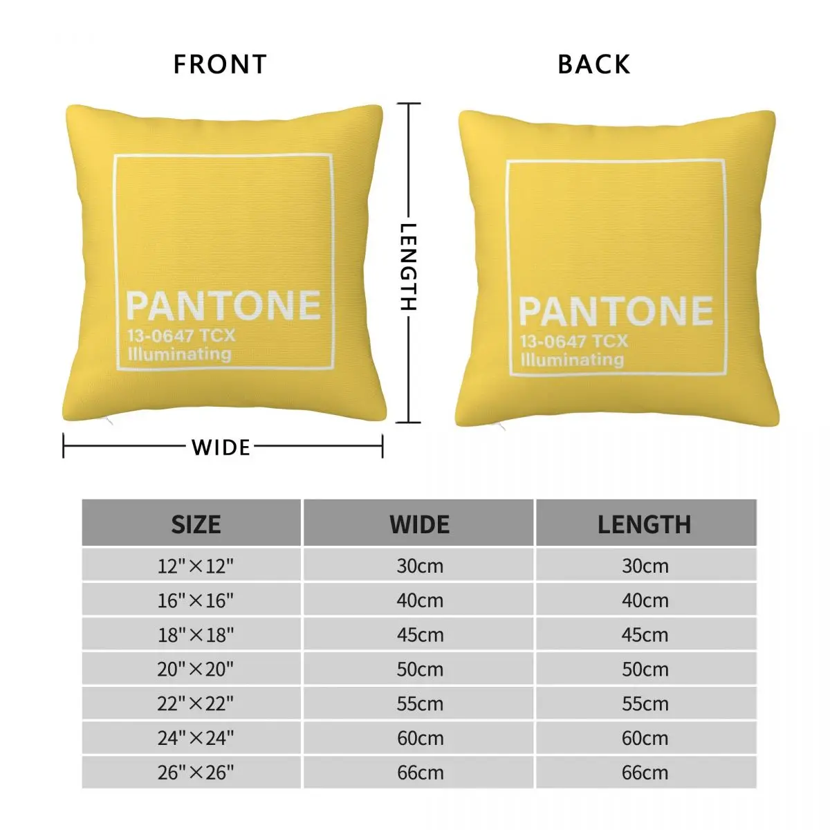 Pantone TCX Illuminating Pillowcase Polyester Linen Velvet Creative Zip Decor Pillow Case Room Cushion Cover Wholesale