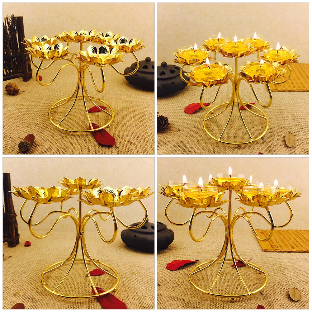 

Metal Holder Lotus Shaped Heat Resistant Alloy Long Lasting Decorative Candlestick For Home Bedroom Living Room