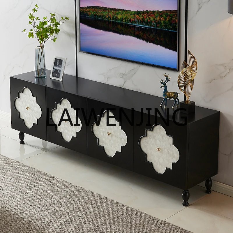 American Light Luxury Living Room Entrance TV Cabinet Solid Wood Decorative Mirror Cabinet Shell Vintage Storage