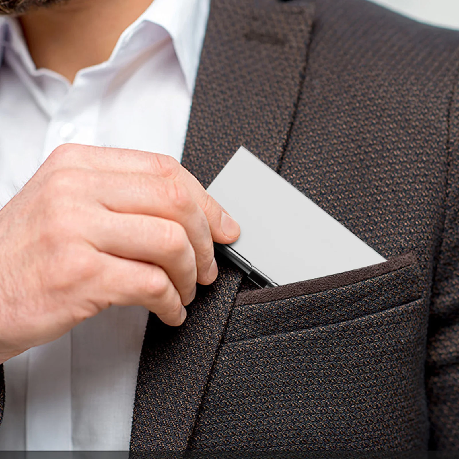 حافظة حامل بطاقات عمل من الفولاذ المقاوم للصدأ باللون الفضي، محمولة رفيعة وصغيرة الحجم، منظم اسم الائتمان، محفظة جيب، محفظة معدنية للأعمال #3