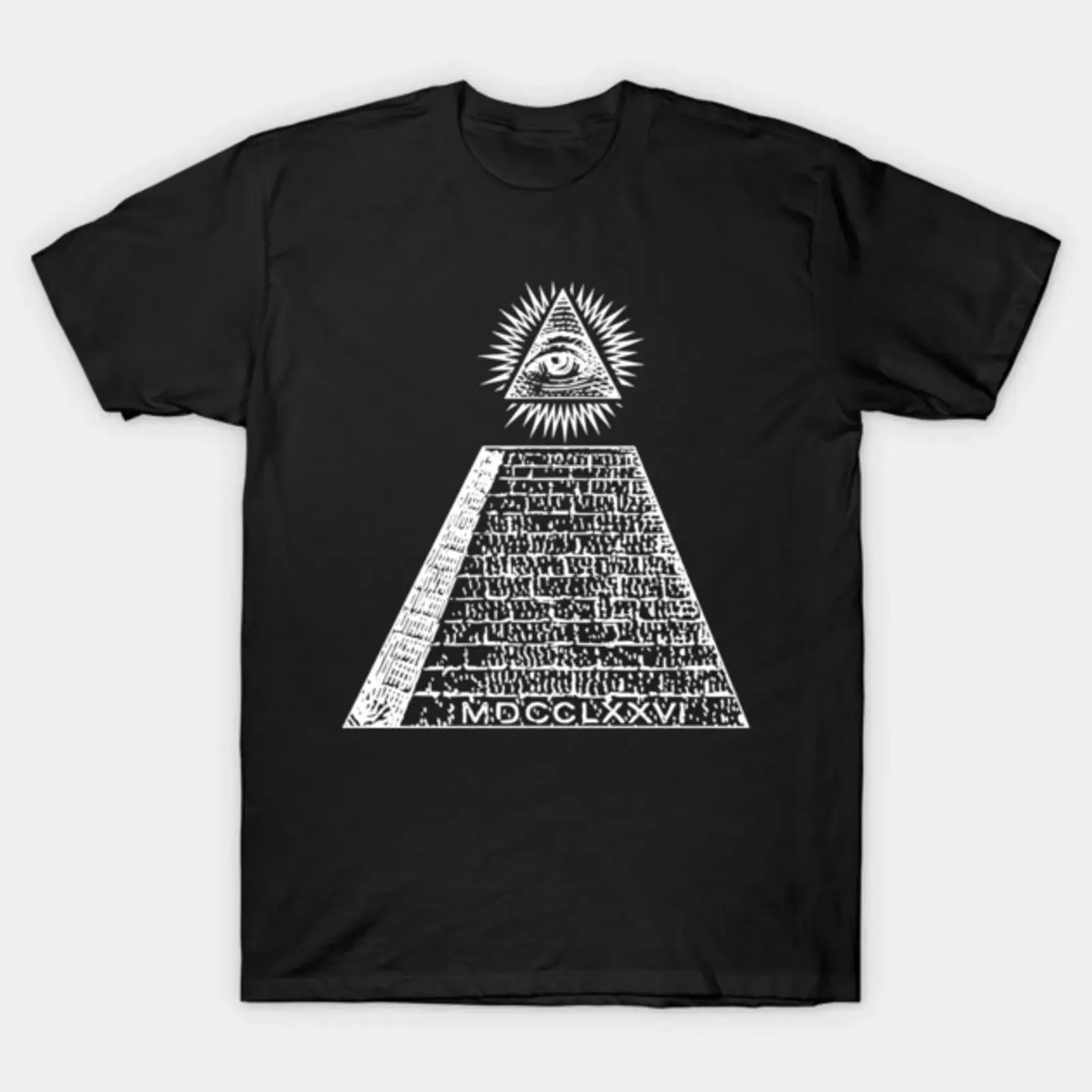 All Seeing Illuminati Eye Symbol White T Shirt vintage Washed fashion Casual Breathable Top For Everyday Wear Stretched graphic