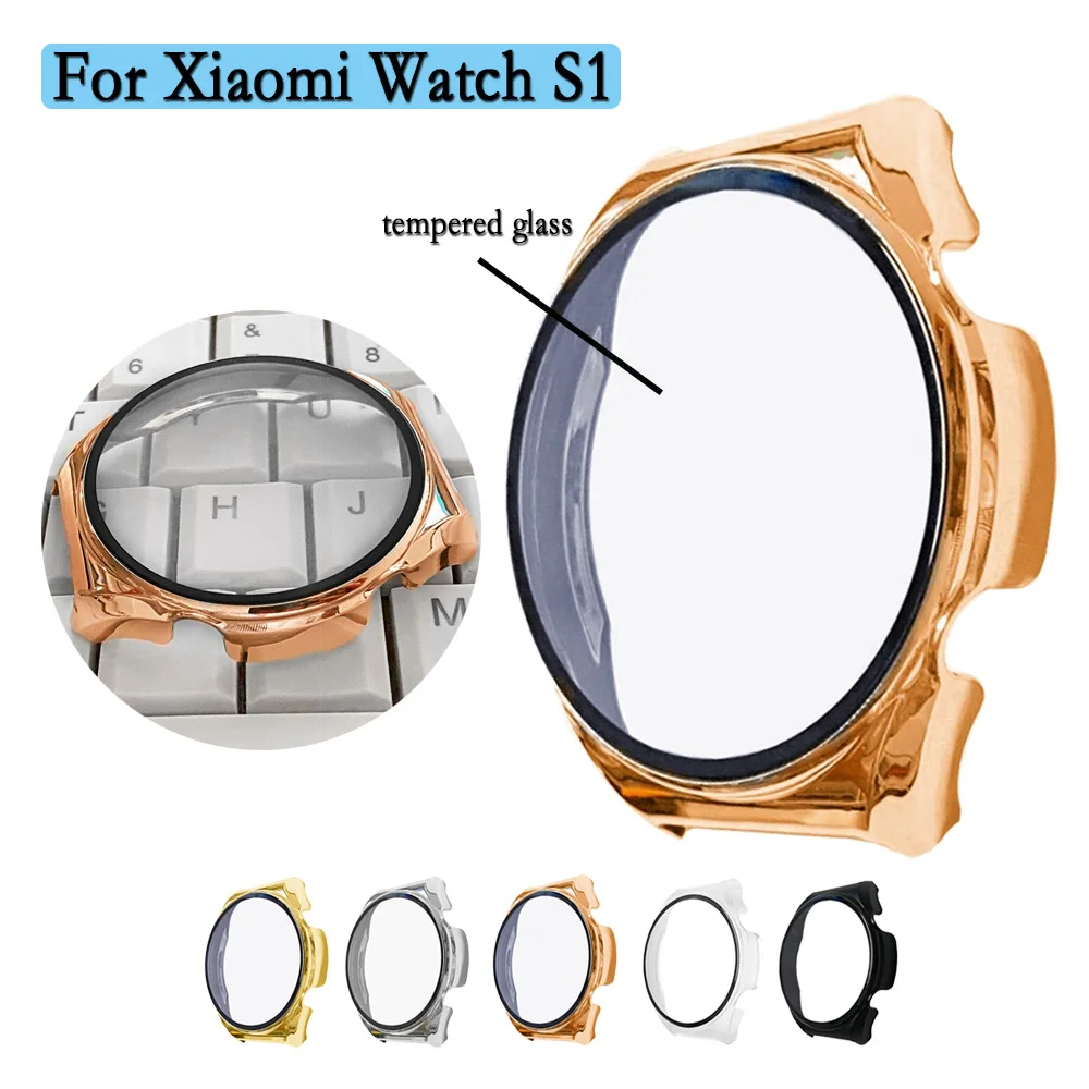 For Xiaomi Watch S1 Hard PC Watch Case+Tempered Film 2 in 1 Shell Watch Screen Protection With Tempered Glass