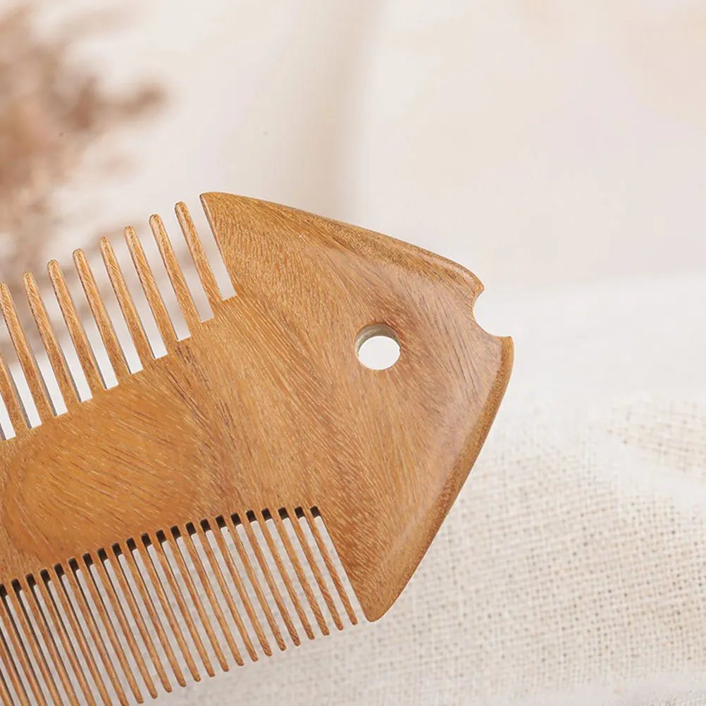 

1pc Double-Sided Combs Natural Green Sandalwood Handmade Anti-Static Wood Comb For Hair Care Smooth Fine Wide Teeth Comfort
