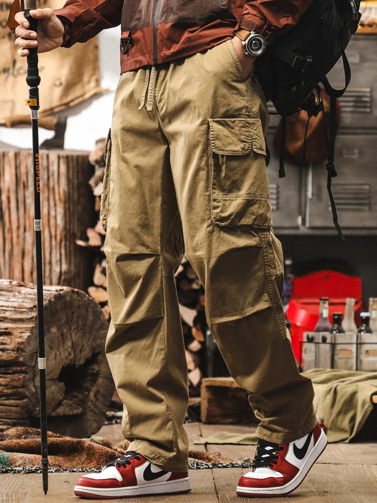 

Американские Ретро Хаки Спецодежда Брюки Мужские Свободные Широкие Десантник Прямые Повседневные Длинные Брюки Осенняя Фаянка