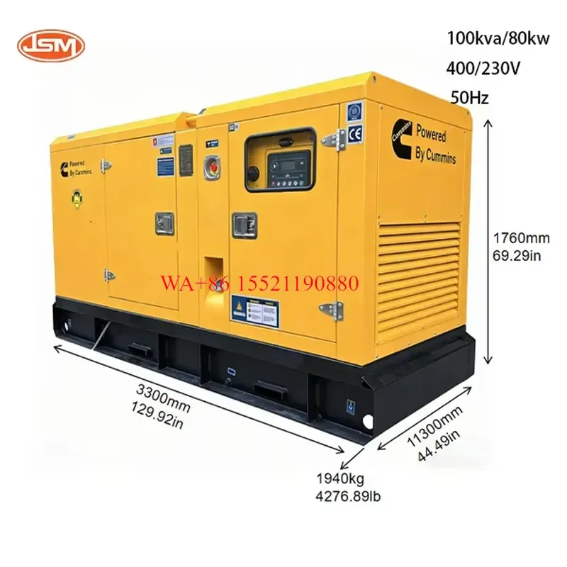WMWMNU for Prime Power 100kva 80kw Silent Diesel Generator Powered By Cummins Engine 3 Phase 400/230V for Community ISO CE