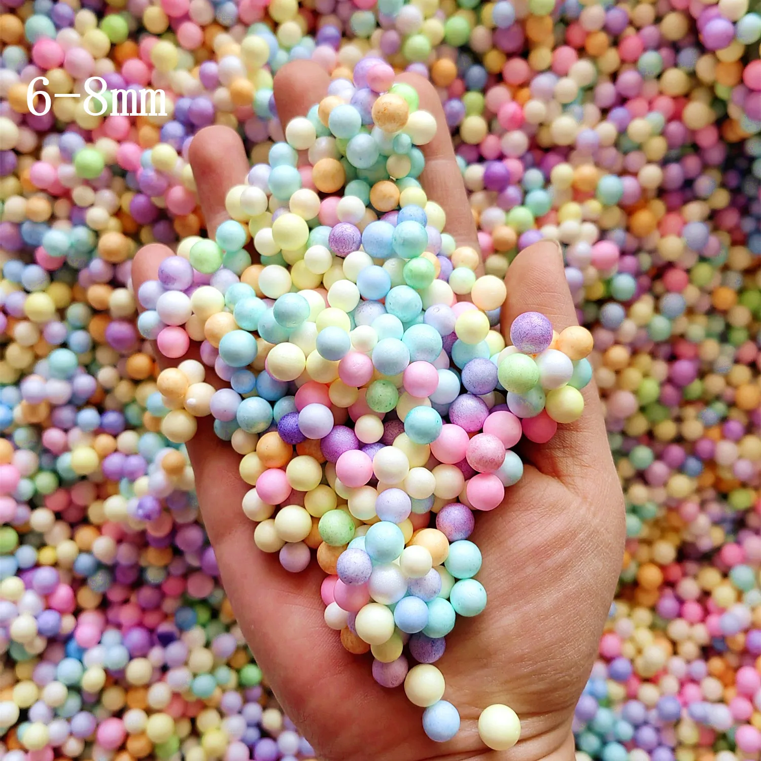 250 g 6–8 mm pastellfarbene Mini-Schaumstoffkugeln, mehrfarbige runde Styroporperlen, dekorative Kugel, DIY-Handwerk, Schleimfüller, Materialien – Detail 2
