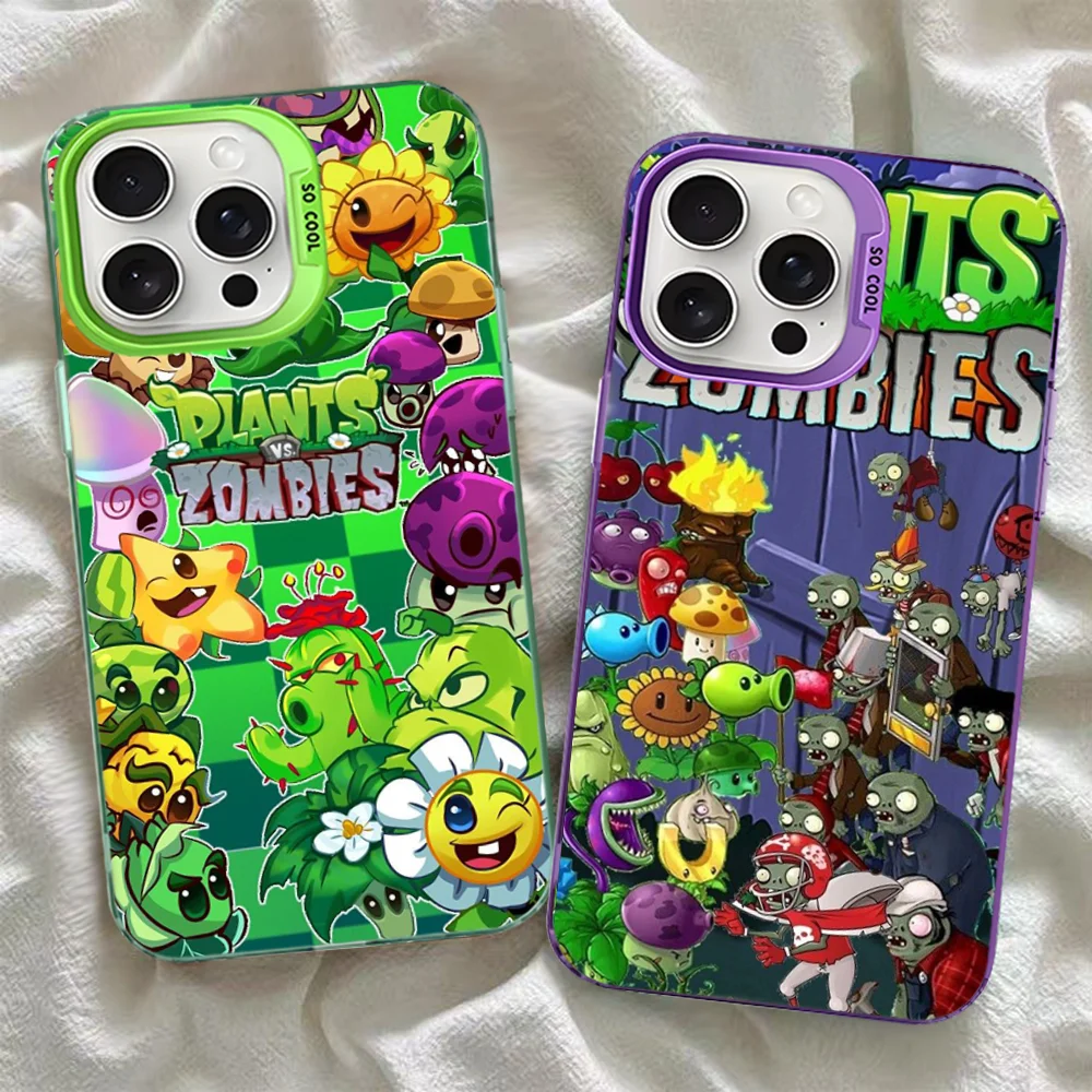 Game P-Plants vs Z-Zombies Phone Case For iPhone 16 15 14 13 12 11 Pro Max X XR XSMAX 8 7 Plus Matte Shockproof Back Cover