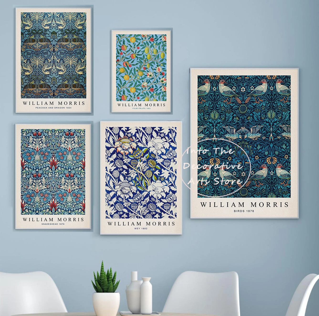Nordic Plant William Morris Art Hanging Painting Leaf Flowers Butterfly Printing Oil Painting Canvas Painter's Residence Poster