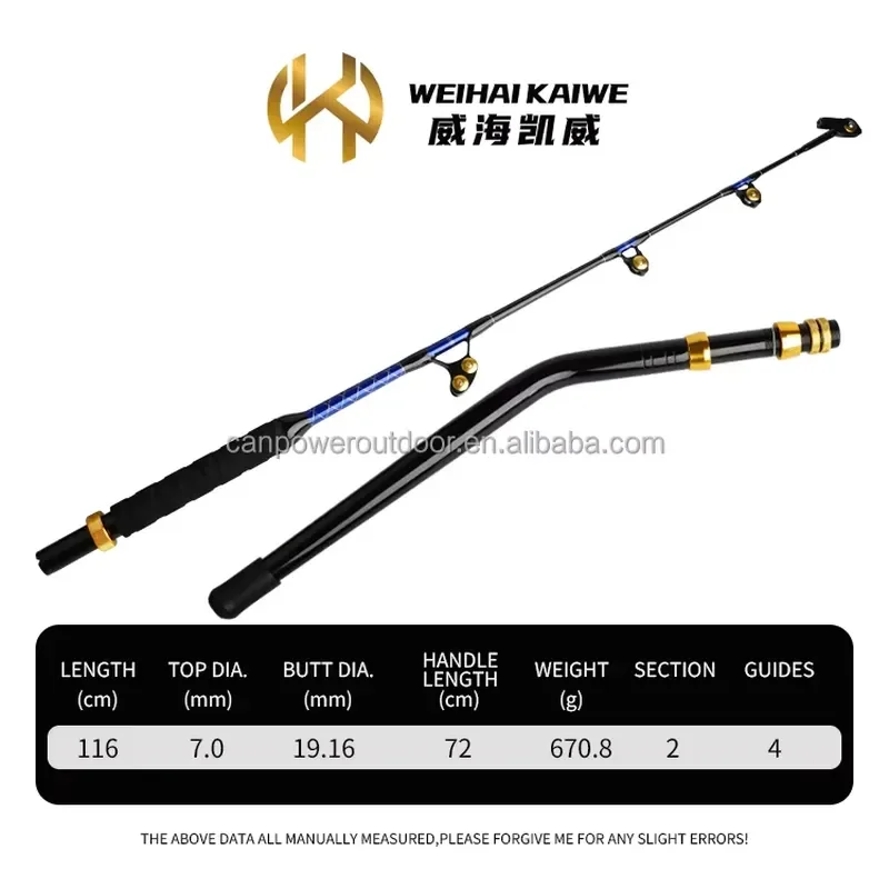 for Newly Designed Large Joystick 6ft Fiberglass Tuna Rod 80lb 130lb 200lb Deep Sea Boat Saltwater Trolling Fishing Rod