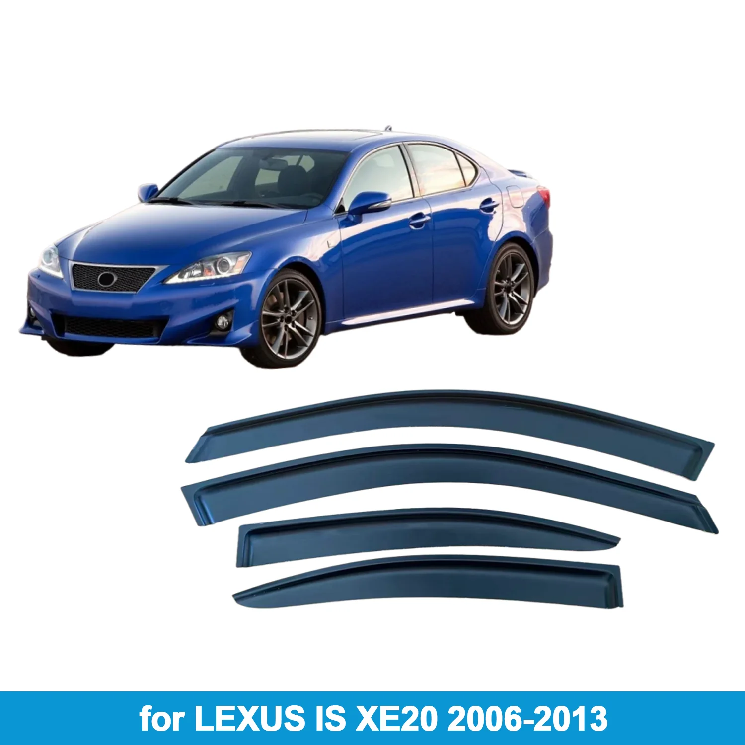 

Window Visor for LEXUS IS XE20 2006-2013 Rain Guard Side Vent Deflector Weathershield Outside-Mount Tape On