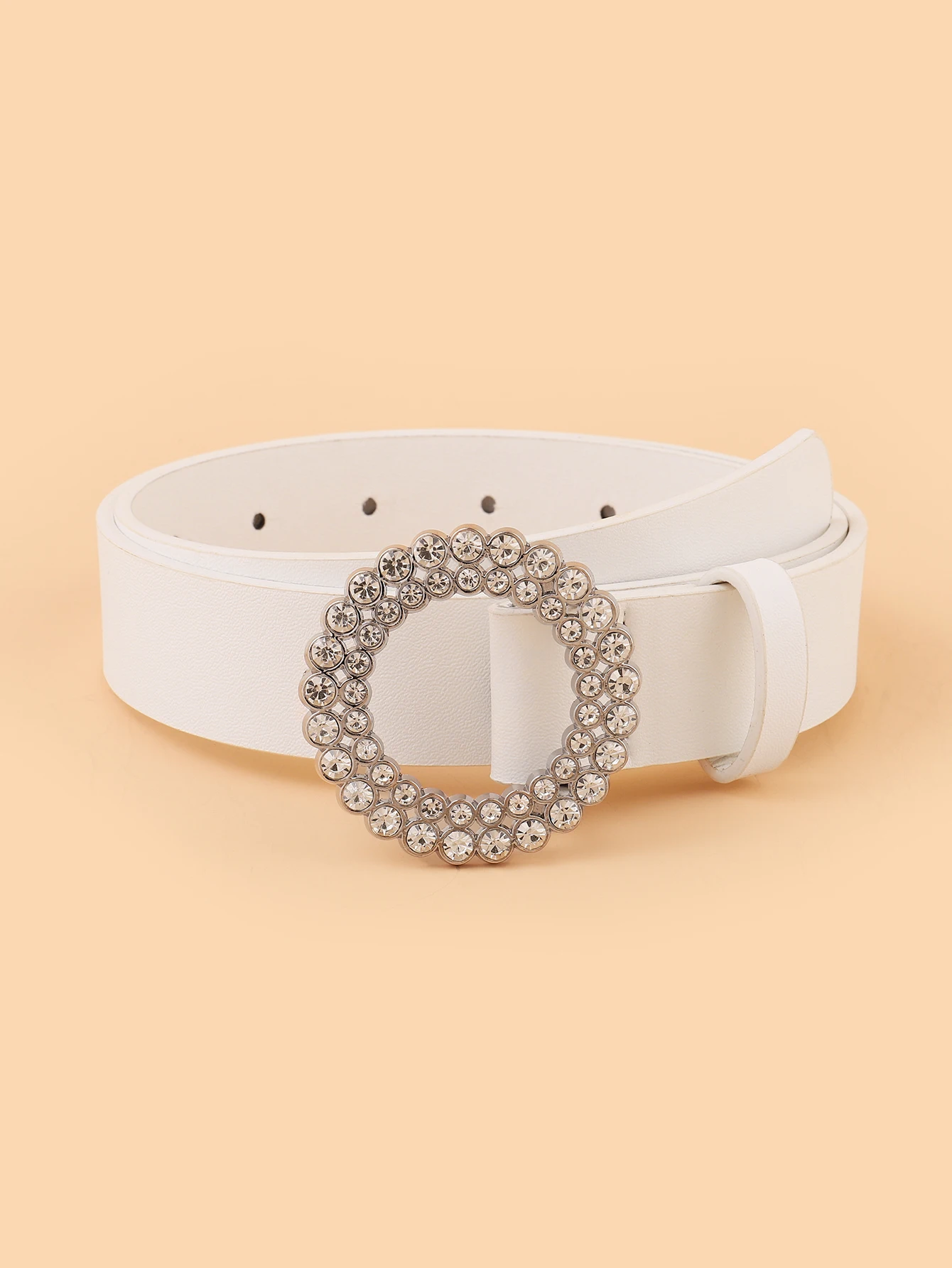 قطعة واحدة من حزام جينز نسائي مستدير من حجر الراين عالي الجودة مزين بفستان جينز من البولي يوريثان مناسب لجميع المواسم العالمي