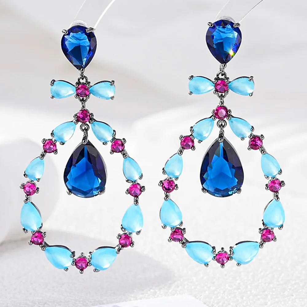 Missvikki Fashion Women Dangle Bridal Wedding Party Gorgeous Jewelry Luxury Super Gift High Quality Oval Pendant Earrings