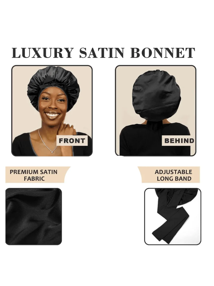 Bonnet de Couchage en Satin Solide pour Femme, Turban avec Bande Extensible, Bonnet de Douche de Nuit, Couvre-Tête Réglable, Nouvelle Collection