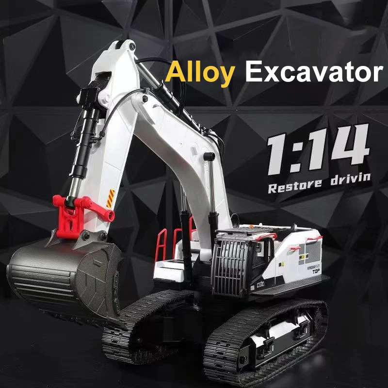 1594 RC Car 1/14 Alloy RC Excavator Engineering Vehicle Model Remote Control Digger Full Metal Loader for Children Toys