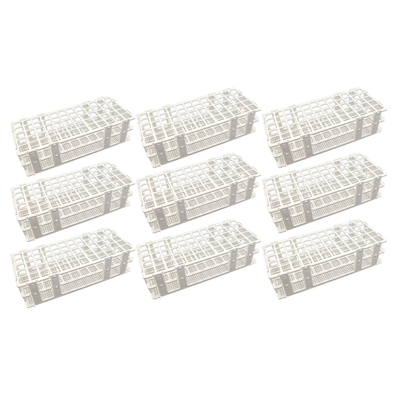 9 Pcs Plastic Test Tube Holders, 60 Holes, For 16 Mm Test Tubes, White, Detachable Lab Test Tube Rack Holder (60 Holes)