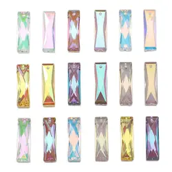 10 Pcs 7x25MM Autria Crystal Rectangle Beads Geometric Pendants Glass Beads For Jewelry Making Charms Jewelry Rhinestone Gem
