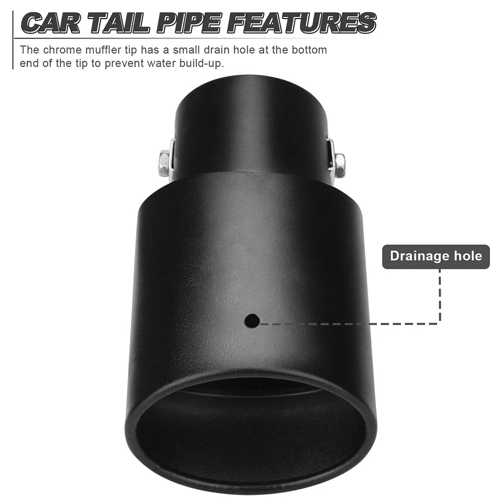 Car Exhaust Pipe Muffler Decorative Tip Rear Tail Throat Matte Straight Universal Stainless Steel Modified Parts Black