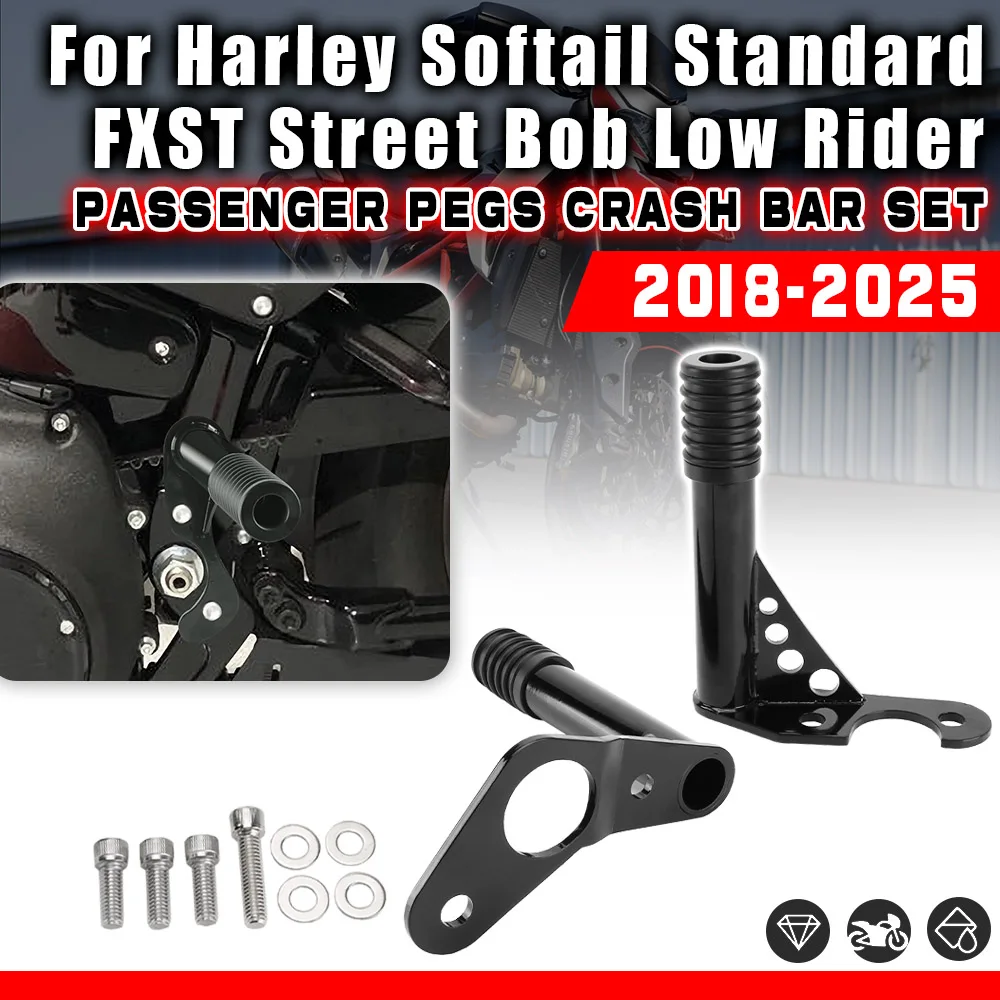 

Motorcycles Engine Guard Crash Bar Passenger Foot Pegs Bumper For Harley Softail FXST Street Bob Low Rider Fat Bob Accessories