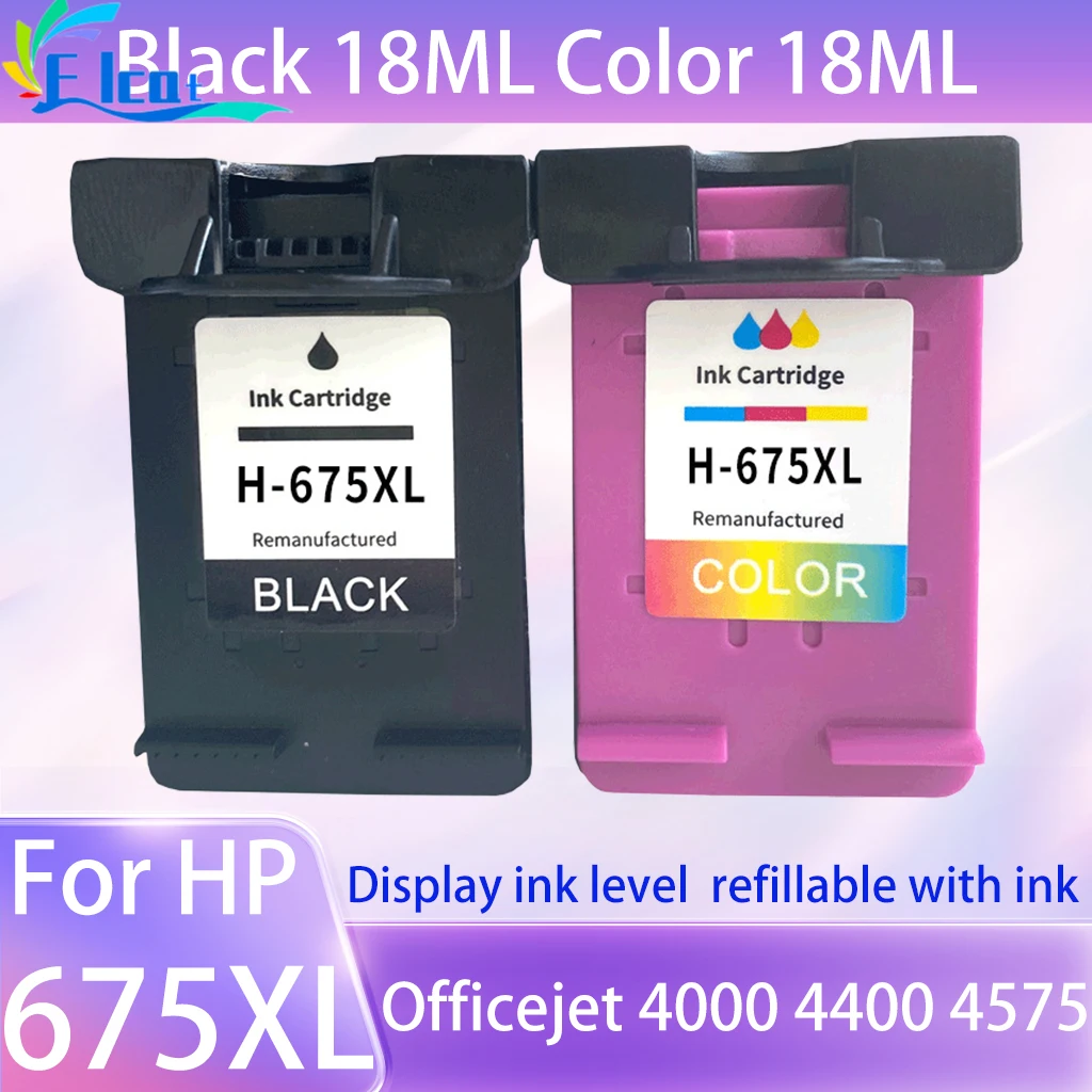 

Восстановленный картридж для HP 675XL, чернильный картридж для HP 675 675XL, совместимый с HP Officejet 4000 4400 4575, чернильный картридж для принтера