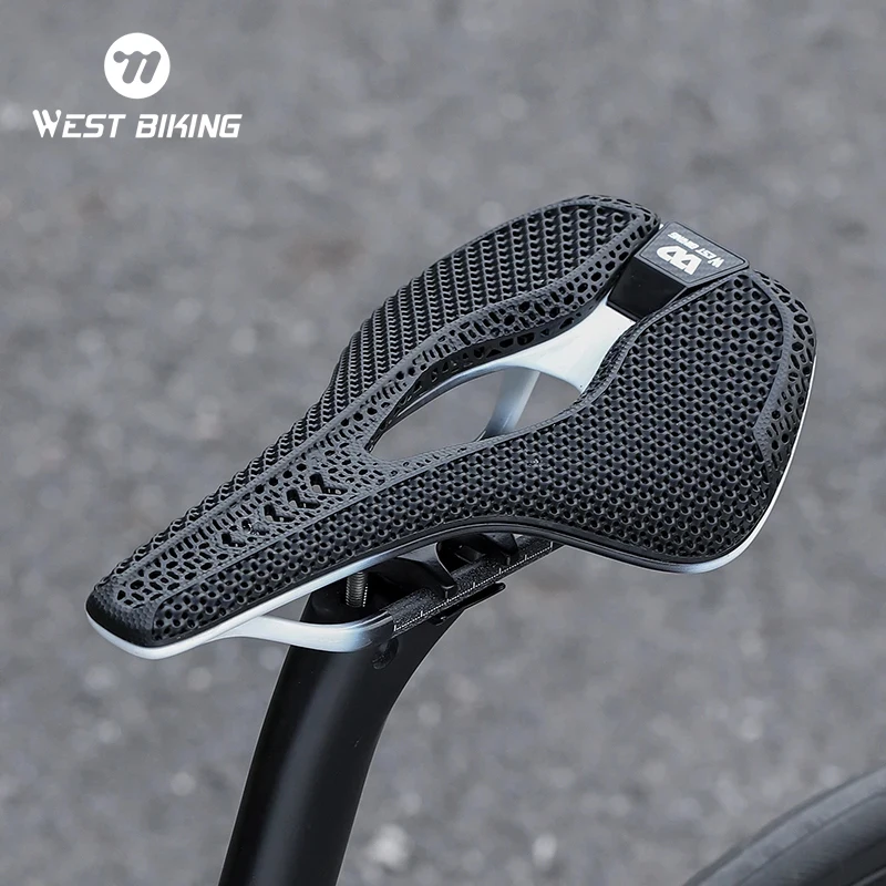 WEST BIKING Bicycle Saddle 3D Printed Hollow MTB Road Racing Bike Saddle Carbon Ultralight Comfortable Cycling Seat Bicycle Part