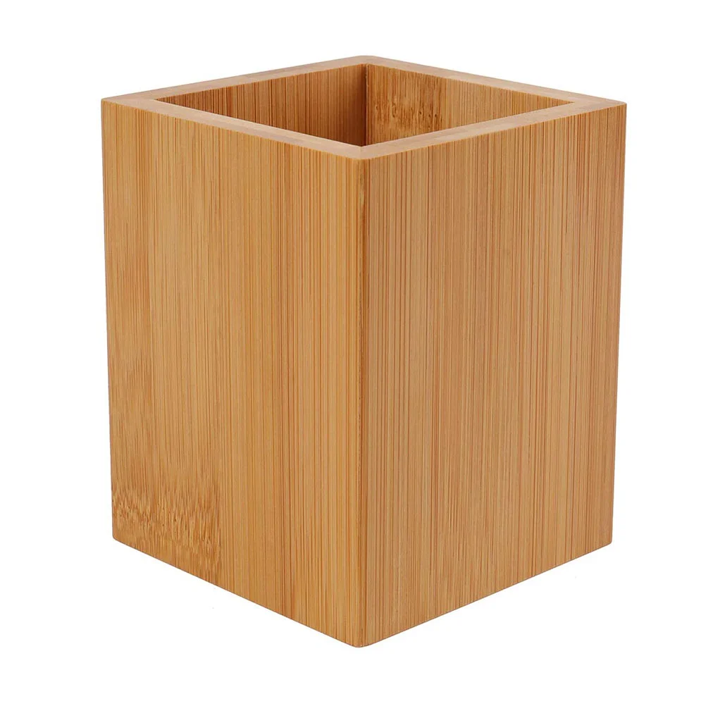 

Storage Desktop Bamboo and Wood Finishing Box Pencil Holder Vanity Brush Display Organizer Decor