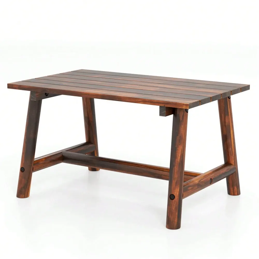 

Outdoor Coffee Table With Slatted Tabletop Rectangle Side Table For Garden