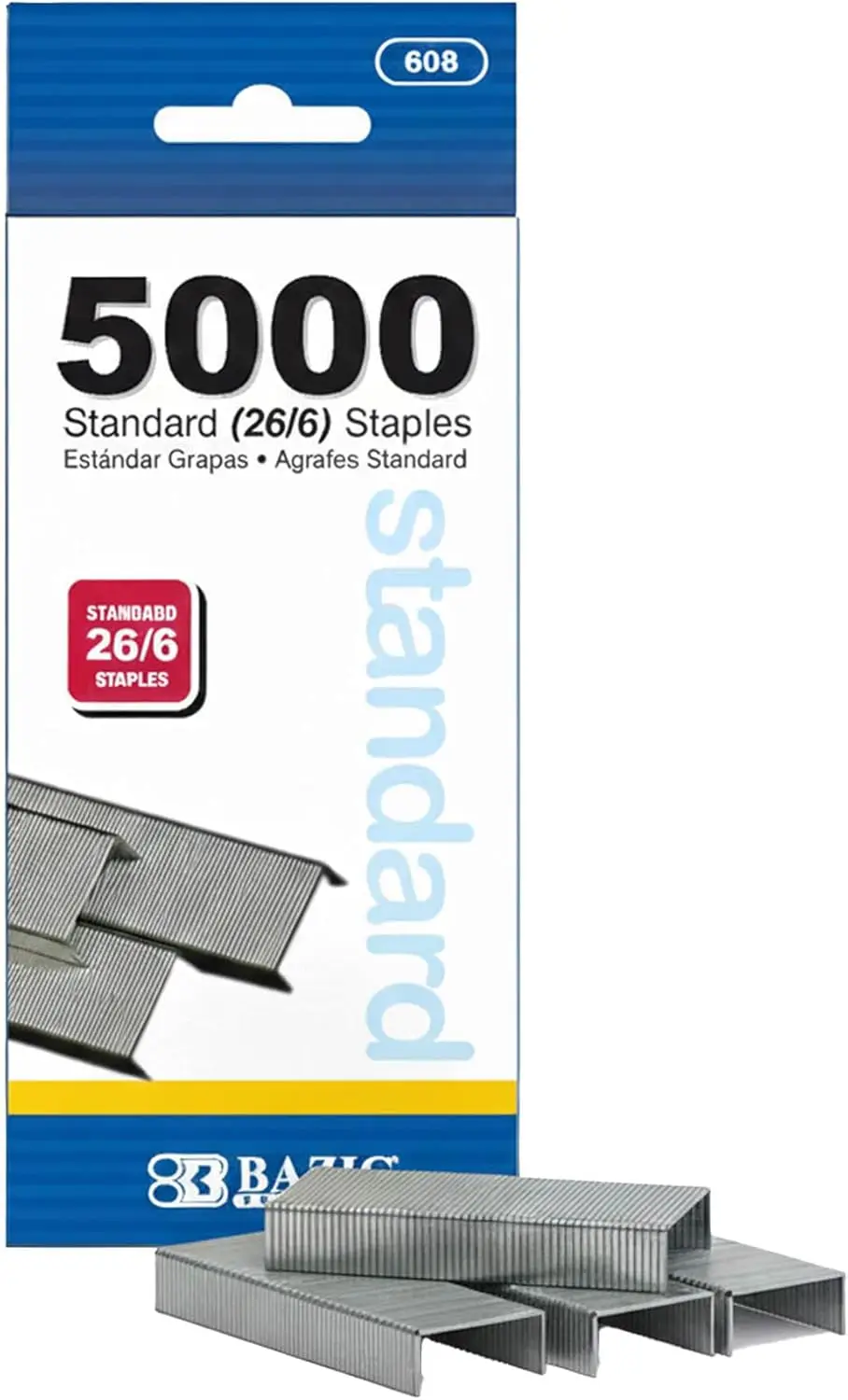 

Standard 26/6 Staples 5000 Count for Office School Home, Chisel Point, Silver