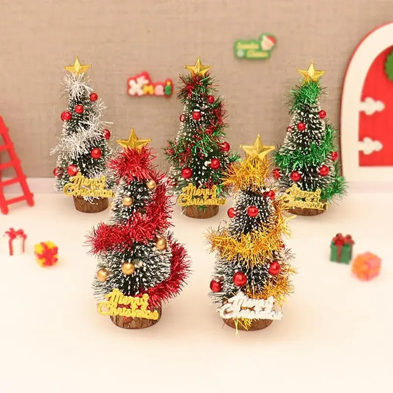 1/12 Dollhouse Mini Christmas Tree Cedar Tree Model Dollhouse Xmas Scene Decor Ornament Doll House Festival Decoration Toys