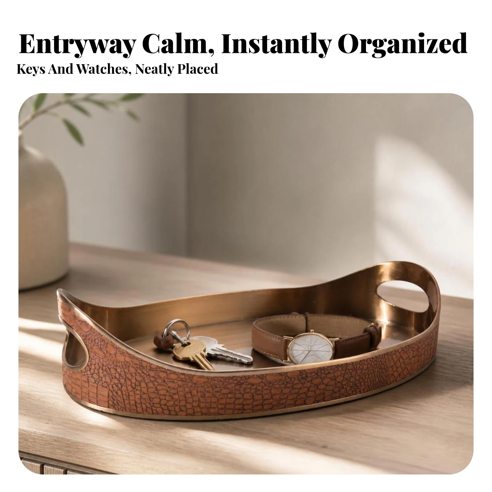 Metal Serving Tray All-Purpose Oval Serving Tray Rustic Farmhouse for Hosts, Coffee Table, Sideboard