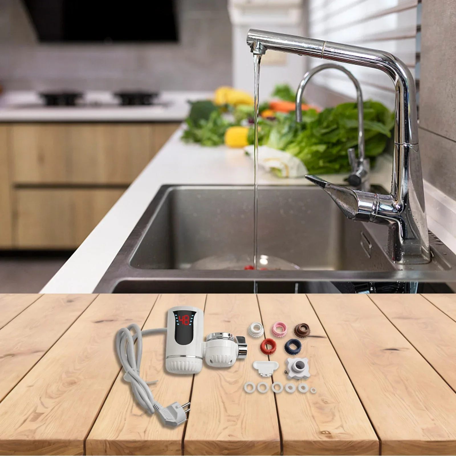 Water and Electricity Separation Real time Temperature Display Get Hot and Cold Water with this Kitchen Faucet Heater